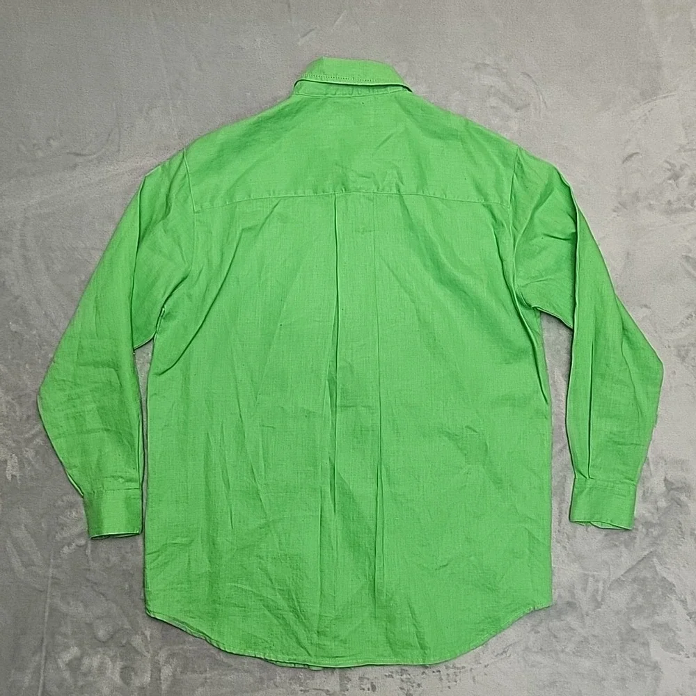 Westbound Shirt Womens PM Green 100% Linen Long Sleeve Button Up‎ Casual Classic